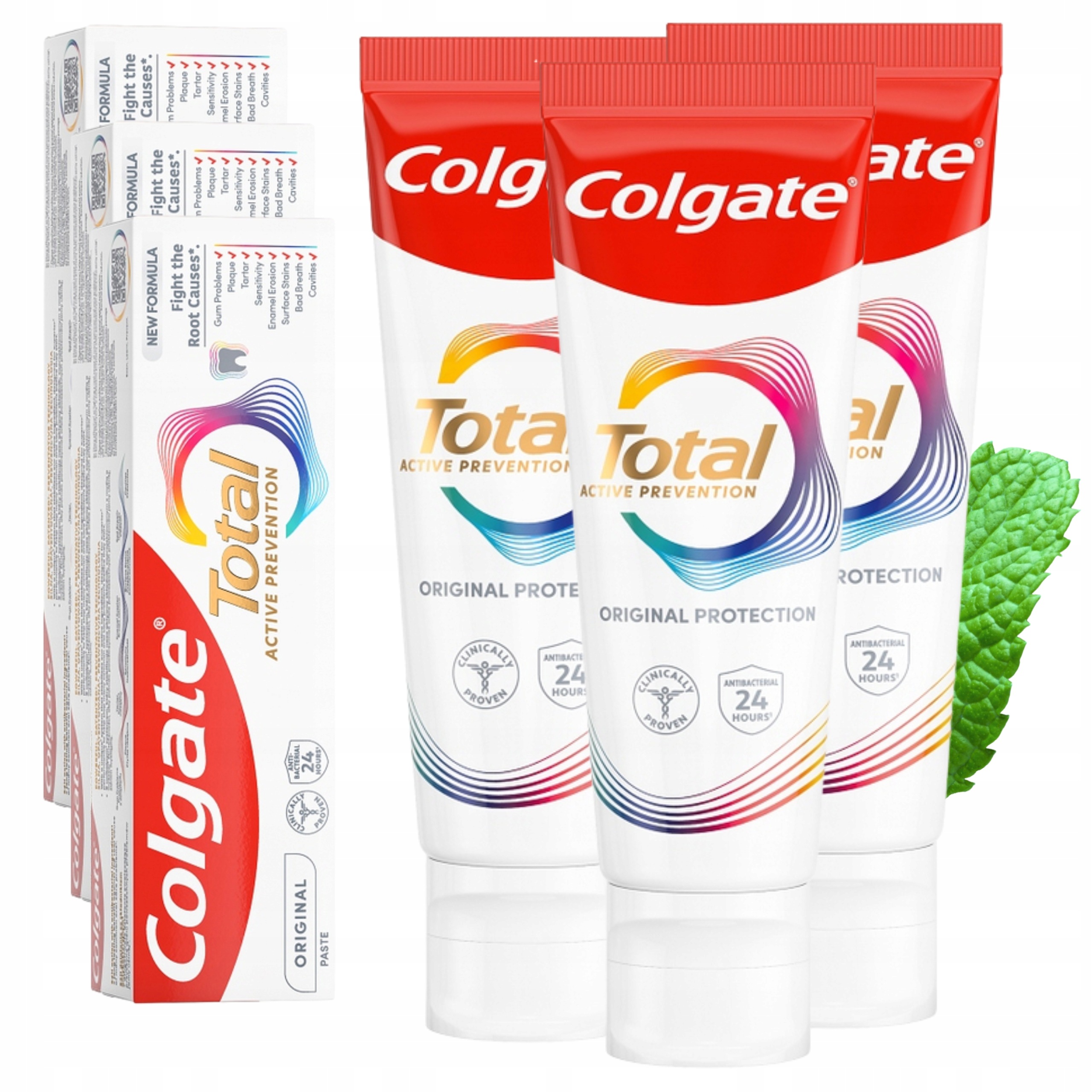 3x Colgate Total Original Pasta Do Zębów Przeciwbakteryjna z Fluorem 75 ml