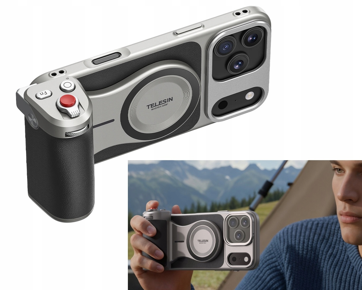 Držák Grip Powerbank 3200 mAh Pilot MagSafe pro iPhone 17 Pro Max Telesin