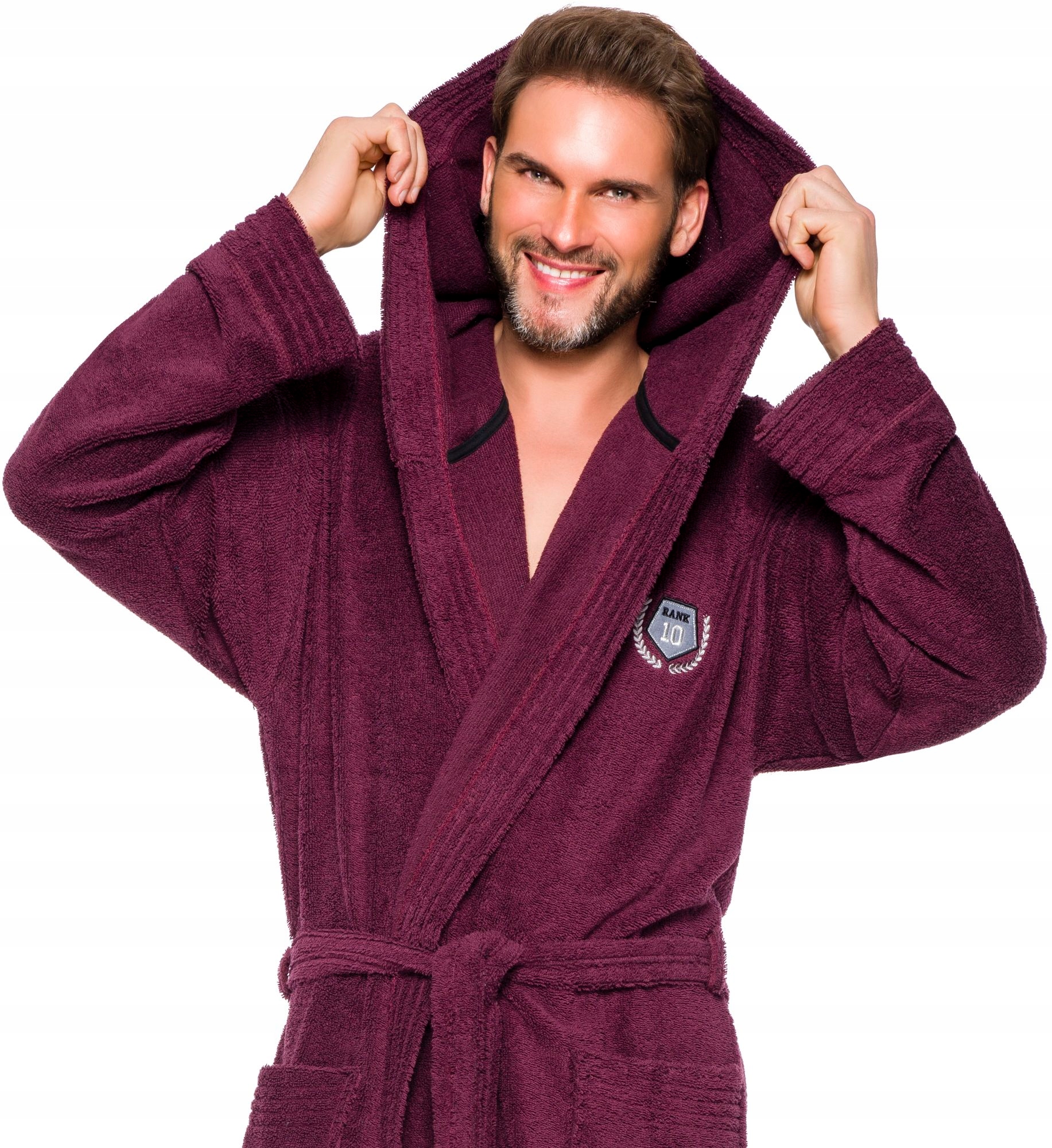 BAWEŁNIANY WYJĄTKOWY SZLAFROK MĘSKI Z KAPTUREM L Model 9112