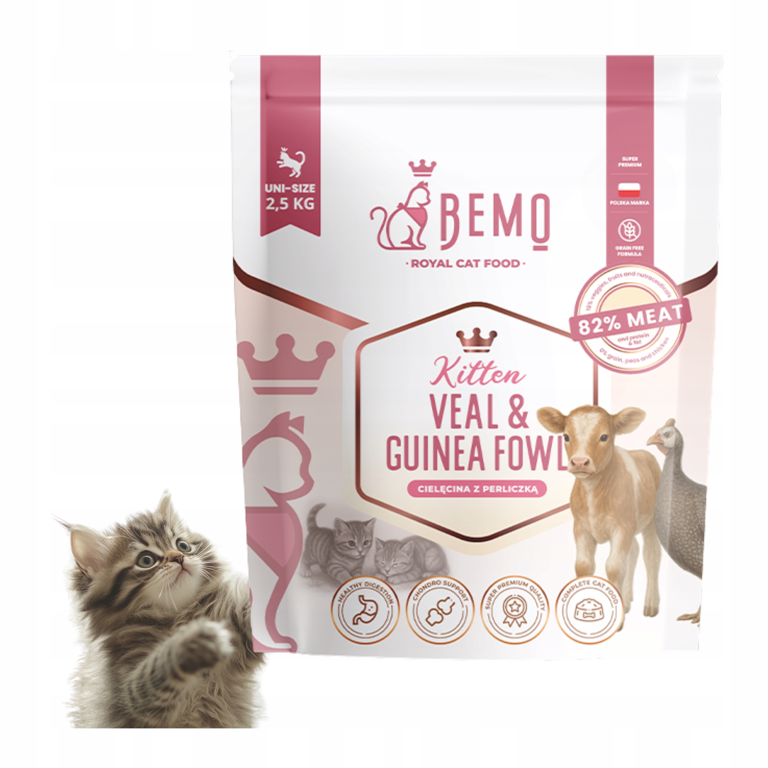 Levně Krmivo pro suchá koťata Bemo Kitten Veal 2,5 kg telecí perlička bez obilovin