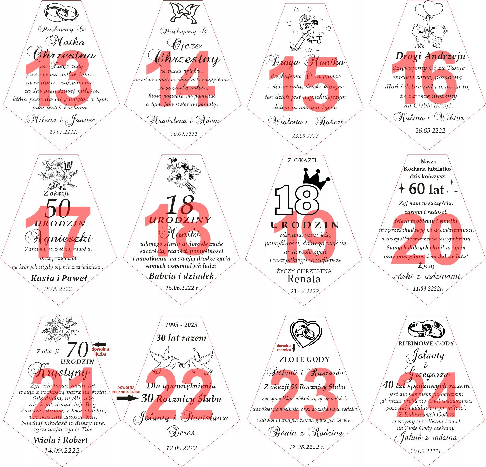 PREZENT URODZINY JUBILEUSZ ROCZNICA ŚLUBU 1-99 Informacje dodatkowe z grawerem
