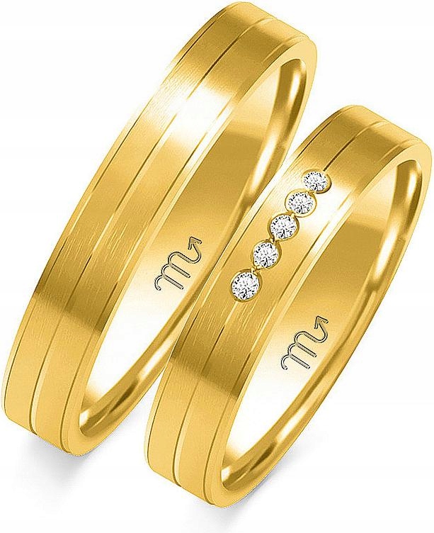 Zlatý snubní prsten s gravírováním 585, 11 12 13, módní svatební kolekce