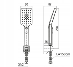 VALVEX Zestaw natryskowy, punktowy LOFT, GUN METAL. Marka Valvex
