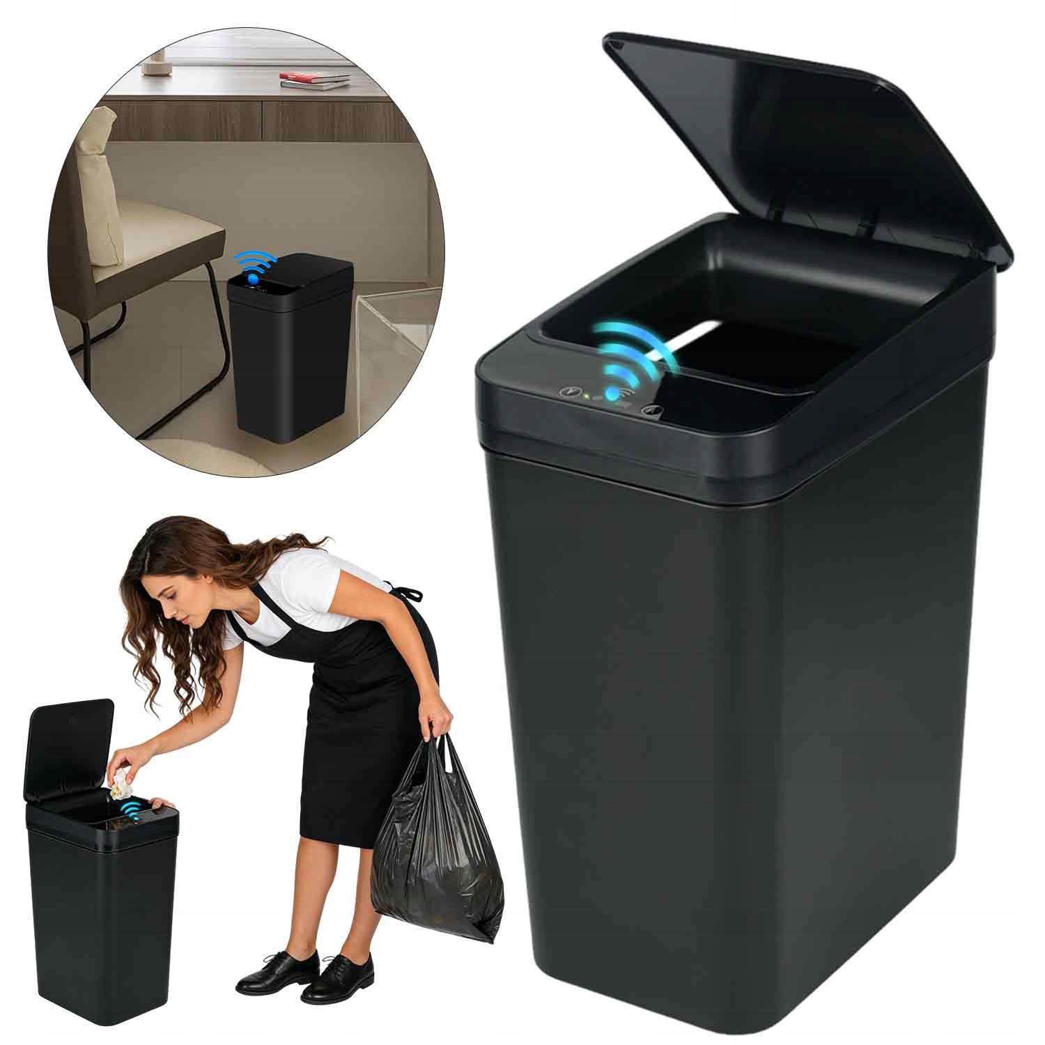 odpadkový koš s bezdotykovým pohybovým senzorem 12 l, automatický, černý