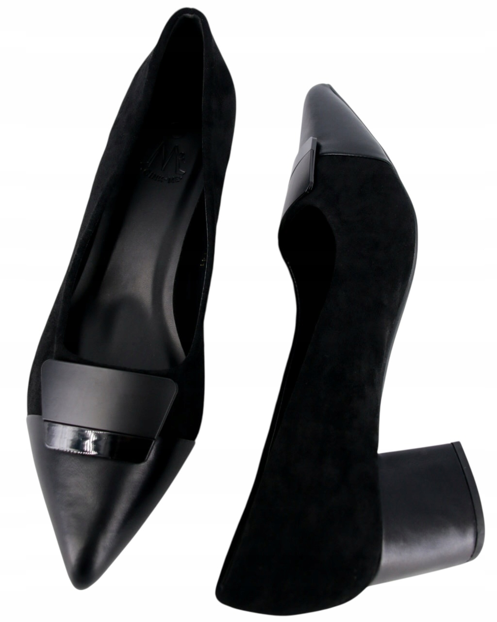 Lodičky Na Podpatku 6 CM Pohodlné Boty Černé Semiš Eko Kůže 43