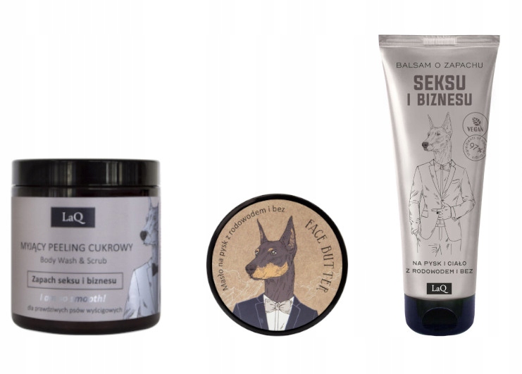 LAQ DOBERMAN ZESTAW PEELING 200ml + MASEŁKO 50ml + BALSAM DO CIAŁA 200ml