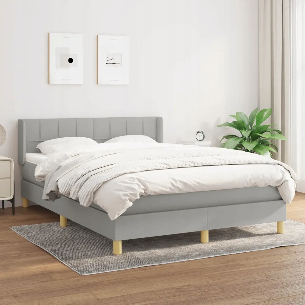 Box spring postel s matrací světle šedá 140 x 190 cm textil Šedá 3130265