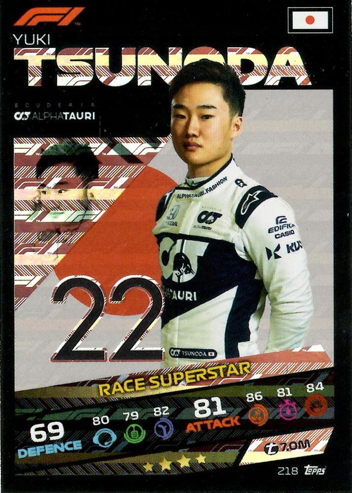 Turbo Attax 2021 218 Yuki Tsunoda Topps