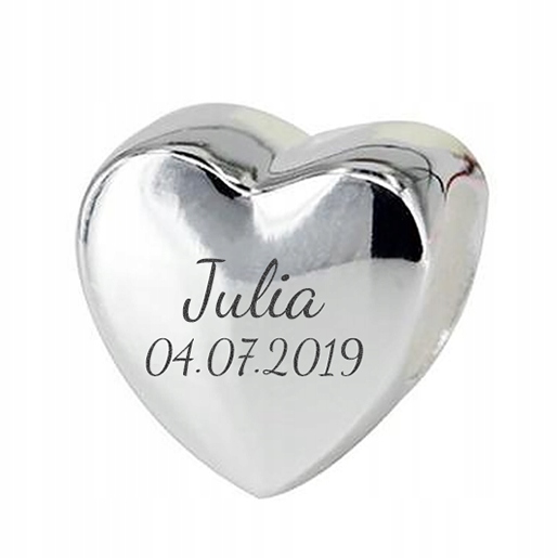 Charms srebro 925 Imię z datą zawieszka beads