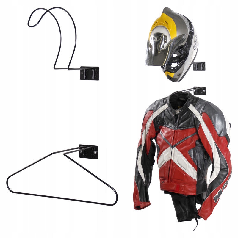 

Wieszak na kask i kurtkę motocyklową komplet