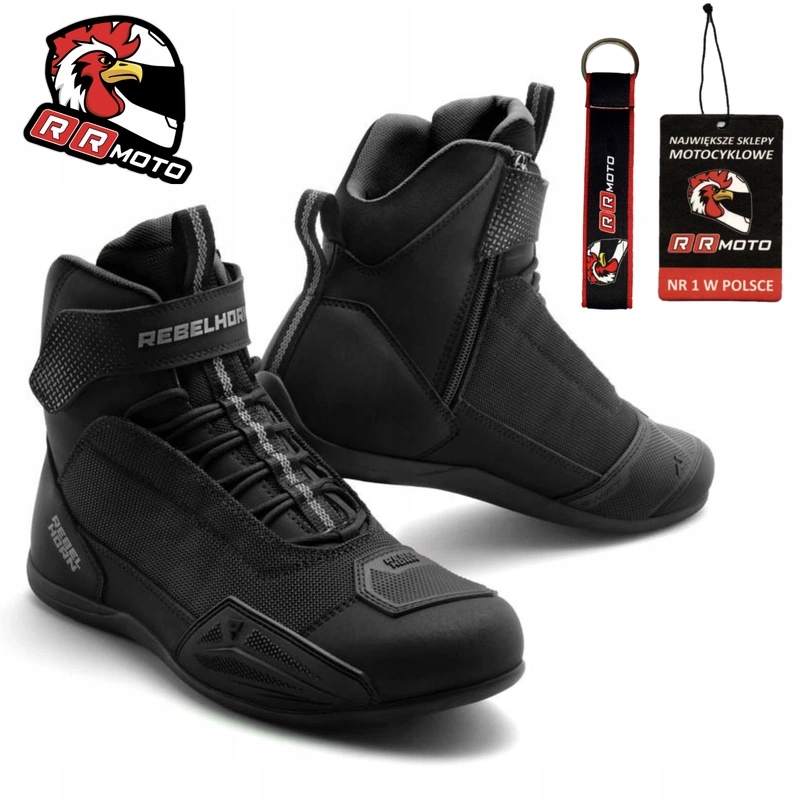 Buty motocyklowe Rebelhorn Swift Black czarny krótkie Gratisy