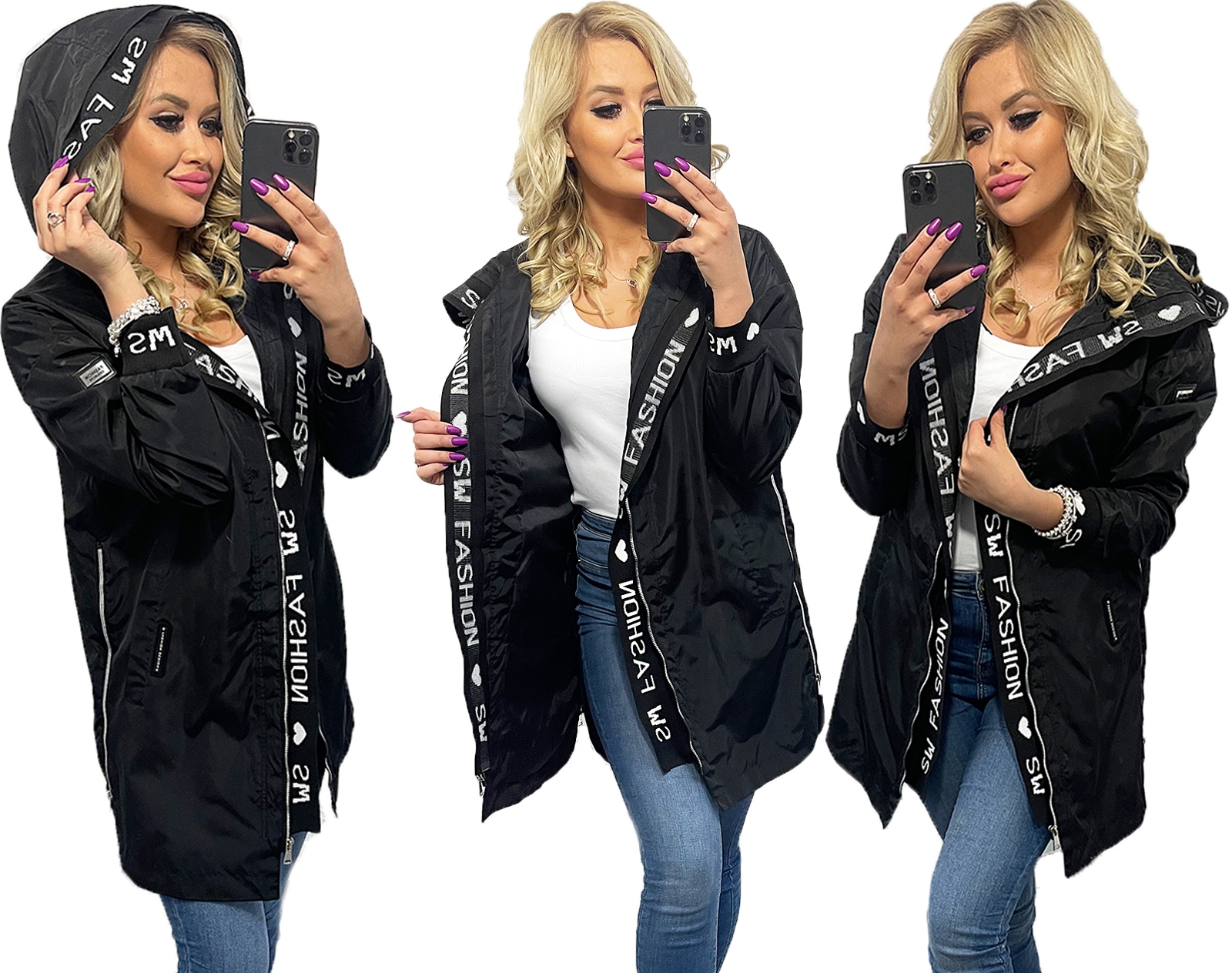 

Luźna Prosta Parka Płaszcz Z Kapturem 4 XXL
