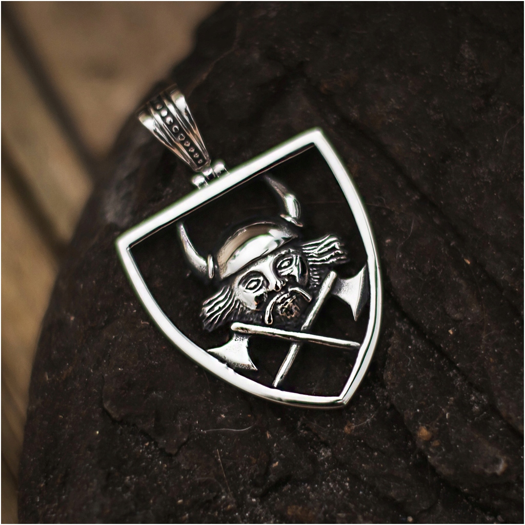 Zawieszka męska WIKING tarcza Herb Godło TOPORY STAL chirurgiczna Marka Blingart