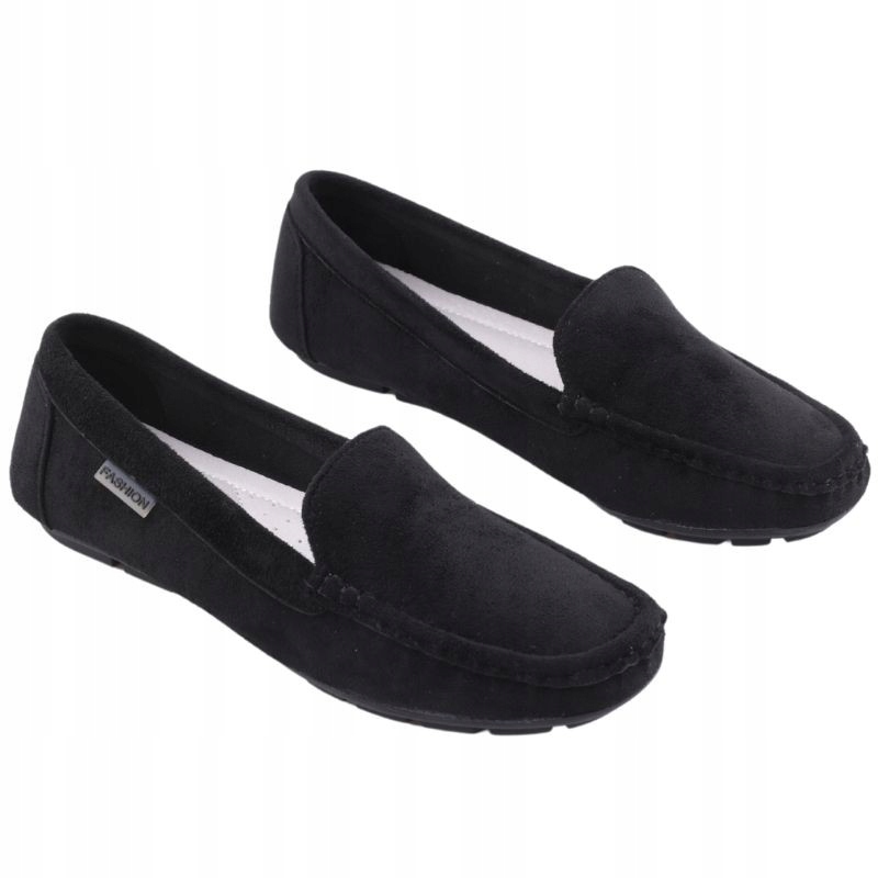 CZARNE MOKASYNY DAMSKIE WSUWANE PÓŁBUTY WKŁADKA EKOSKÓRA ELEGANCKIE Rozmiar 41