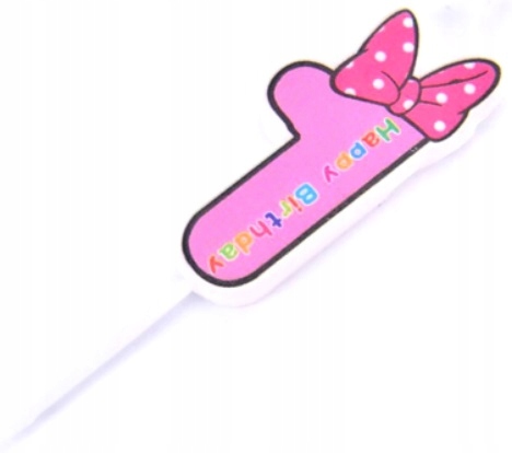 ŚWIECZKA RÓŻOWA NA ROCZEK KOKARDA TORT DZIEWCZYNKA