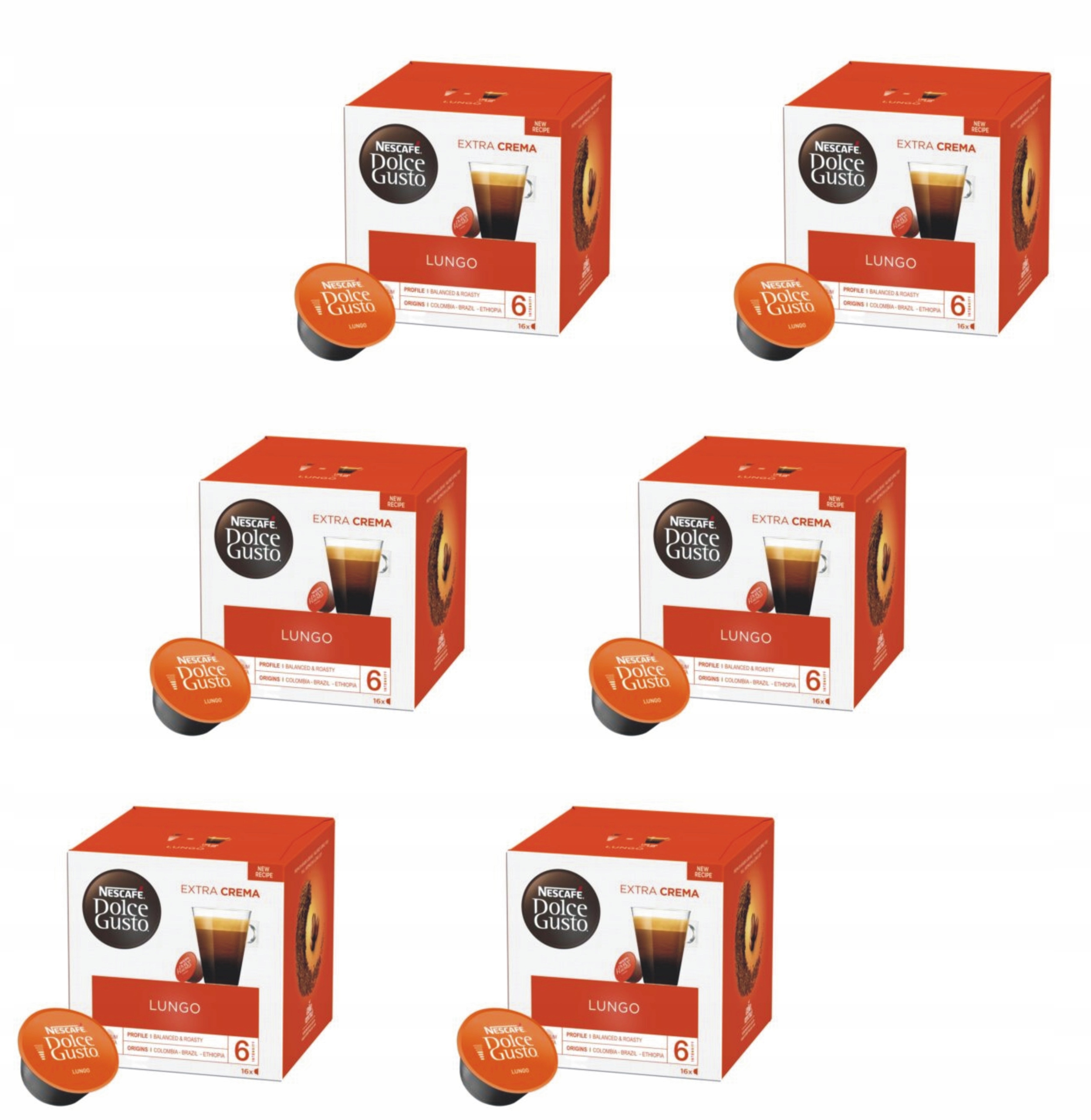 Kapsułki Nescafe Dolce Gusto Lungo 96 sztuk 6x16