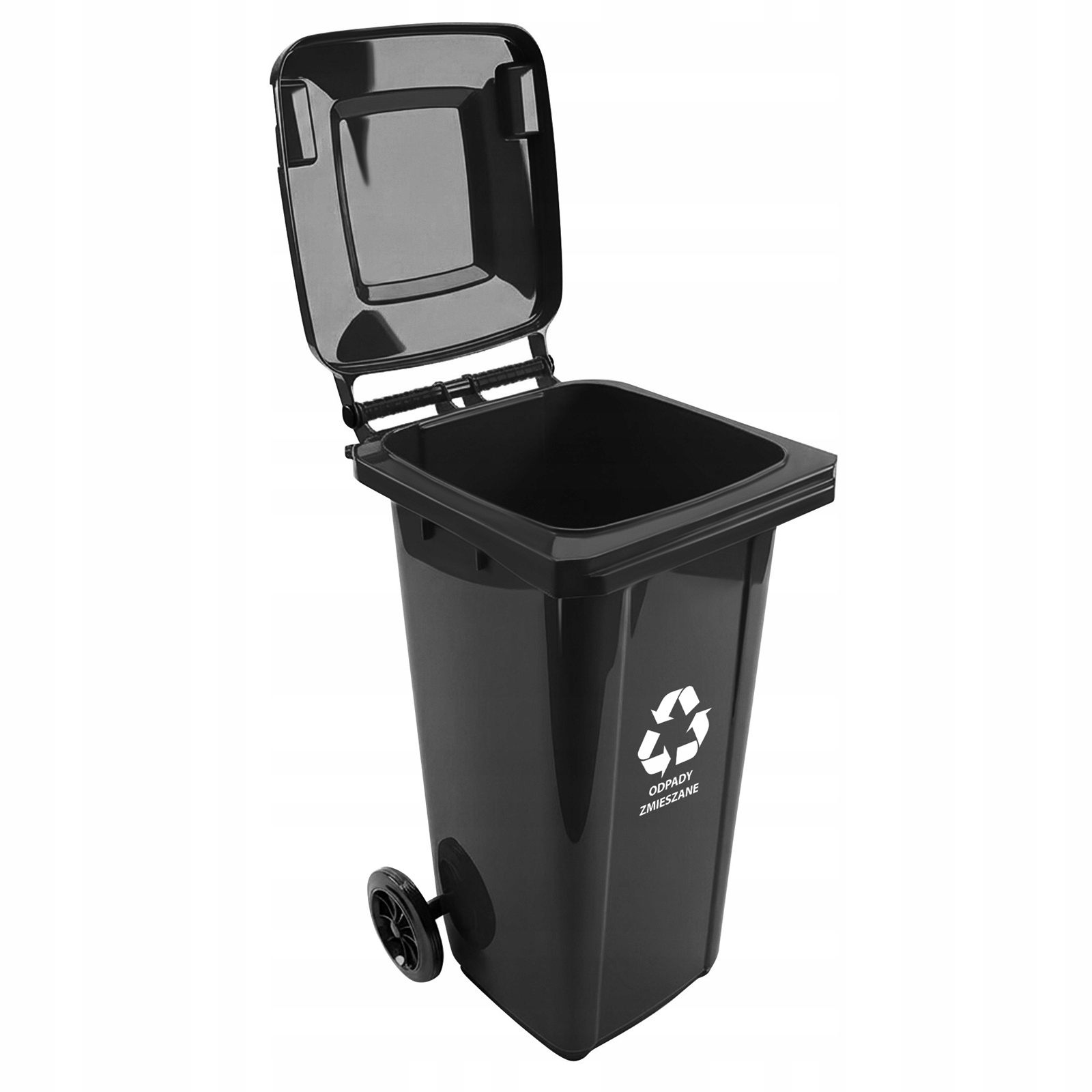 Kosz na śmieci 120L czarny pojemnik na odpady zmieszane komunalne z pokrywą
