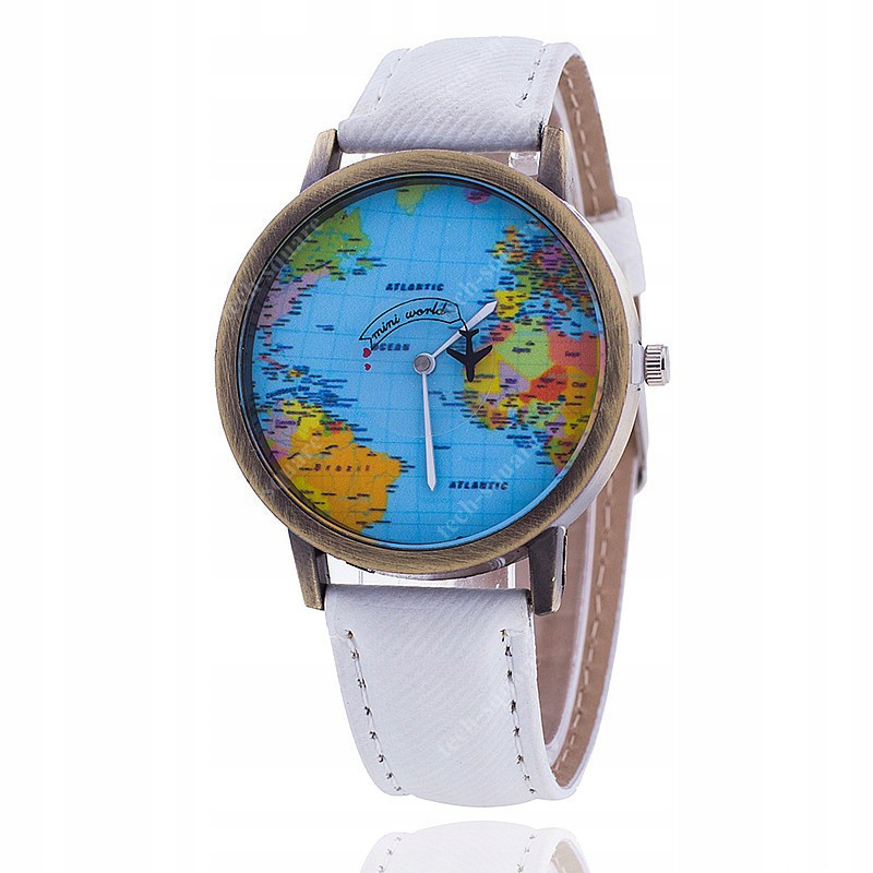 Zegarek samolot dla podróżnika globtrotera WHITE