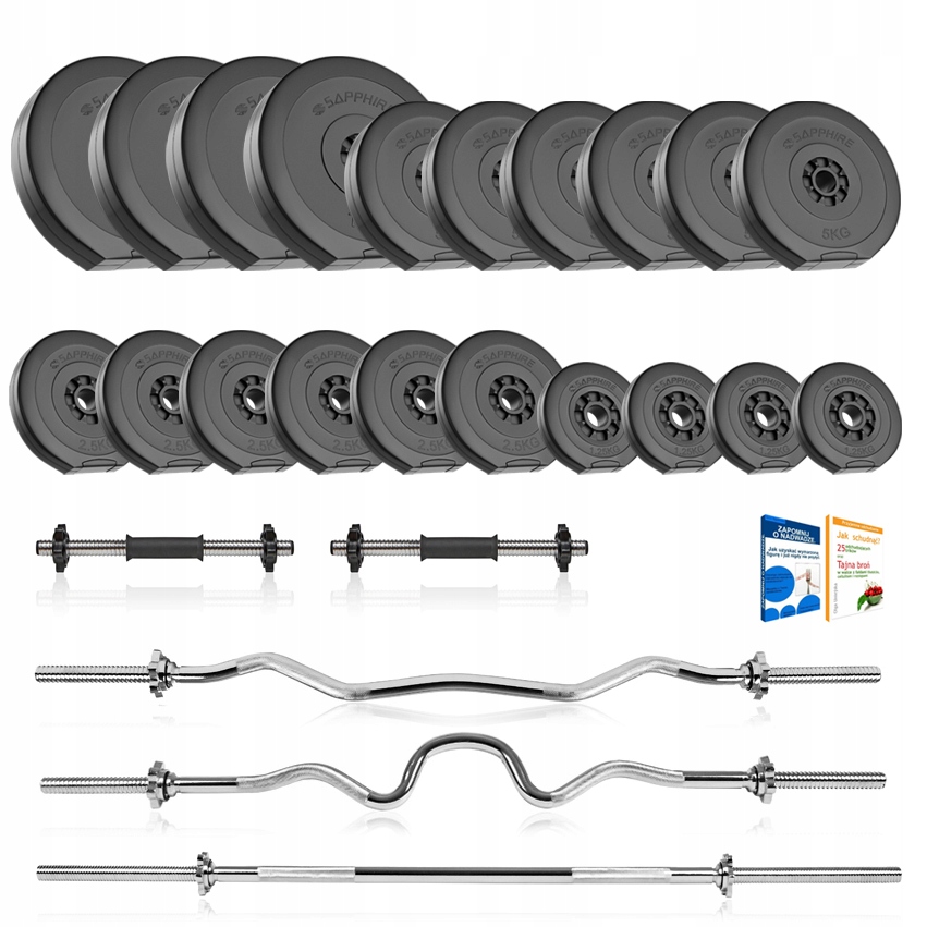 ZESTAW SAPPHIRE 106kg SZTANGA obciążenia GRYFY hantle NAKŁAD gryf siłownia