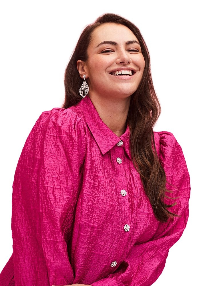 Zizzi Úžasná Košile Tunika Ostrá Růžová 233A 46