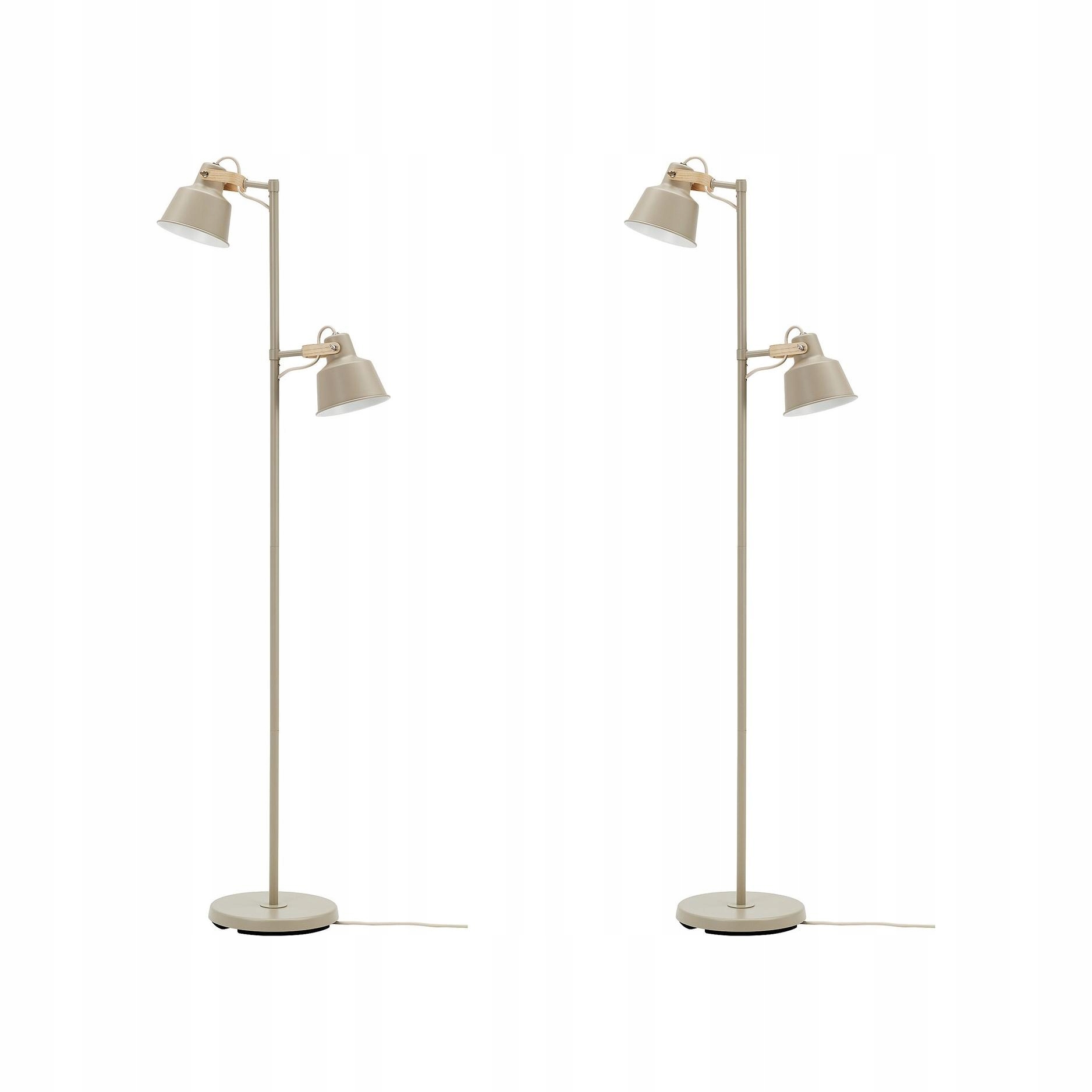 2 ks Led stojací lampa 2-bodová béžová s jasanem E14