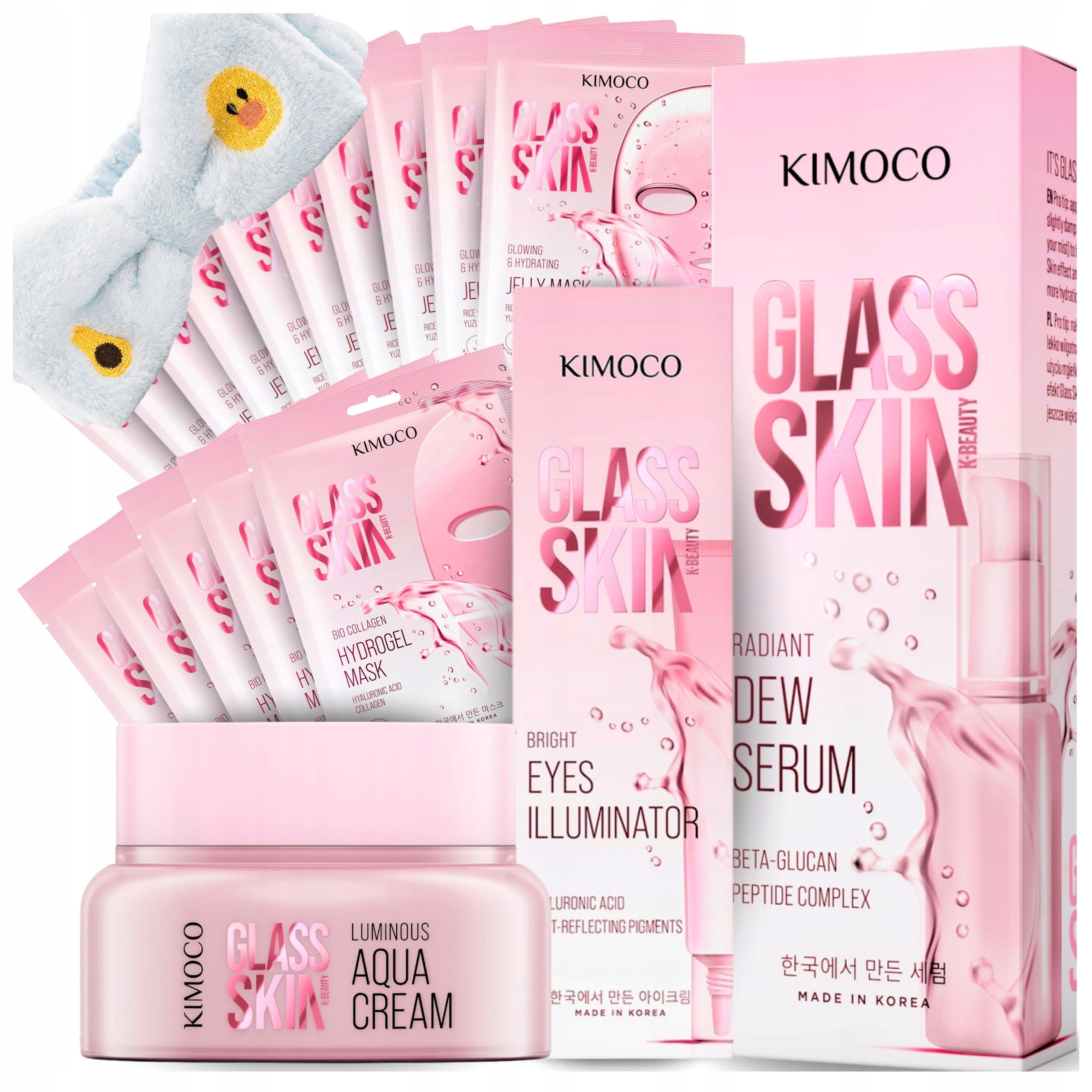 Kimoco Zestaw prezentowy Pielęgnacja twarzy Set Glass Skin 18 Elementów