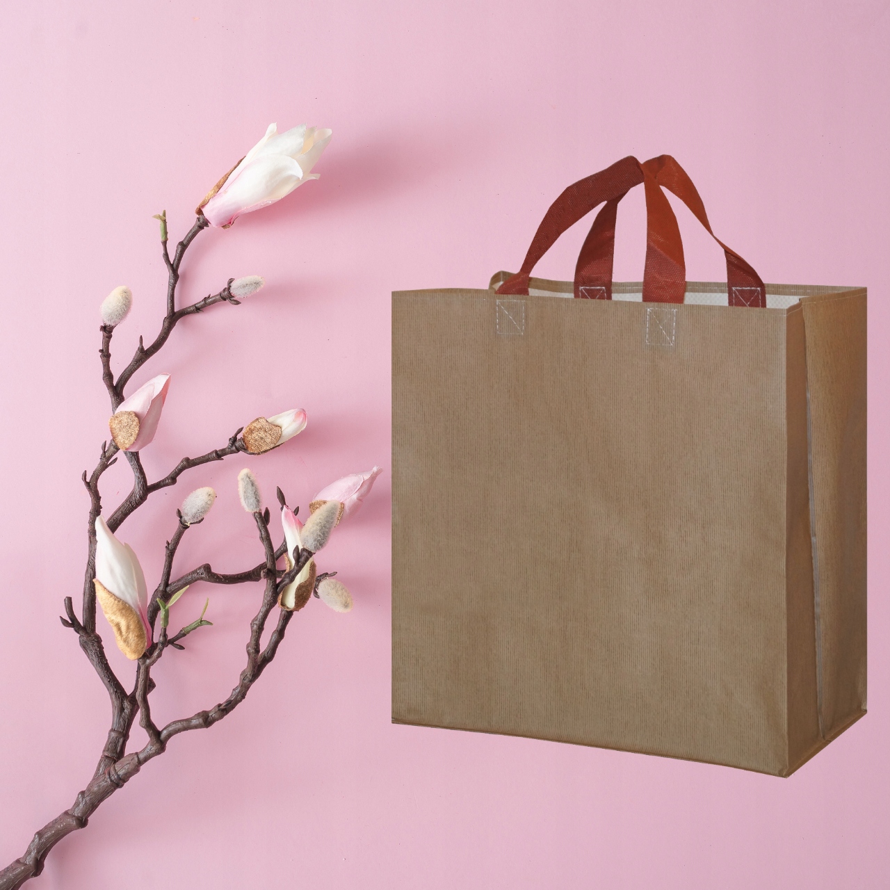 Torba na zakupy PP materiałowa 38x22x40cm 33L DUŻA MOCNA na miasto BRĄZOWA Model BRĄZ