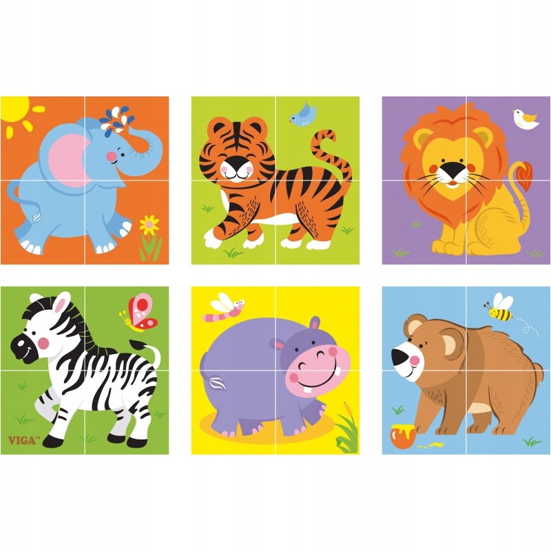 

Układanka Drewniana dla Dzieci 4 Klocki Zoo Puzzle