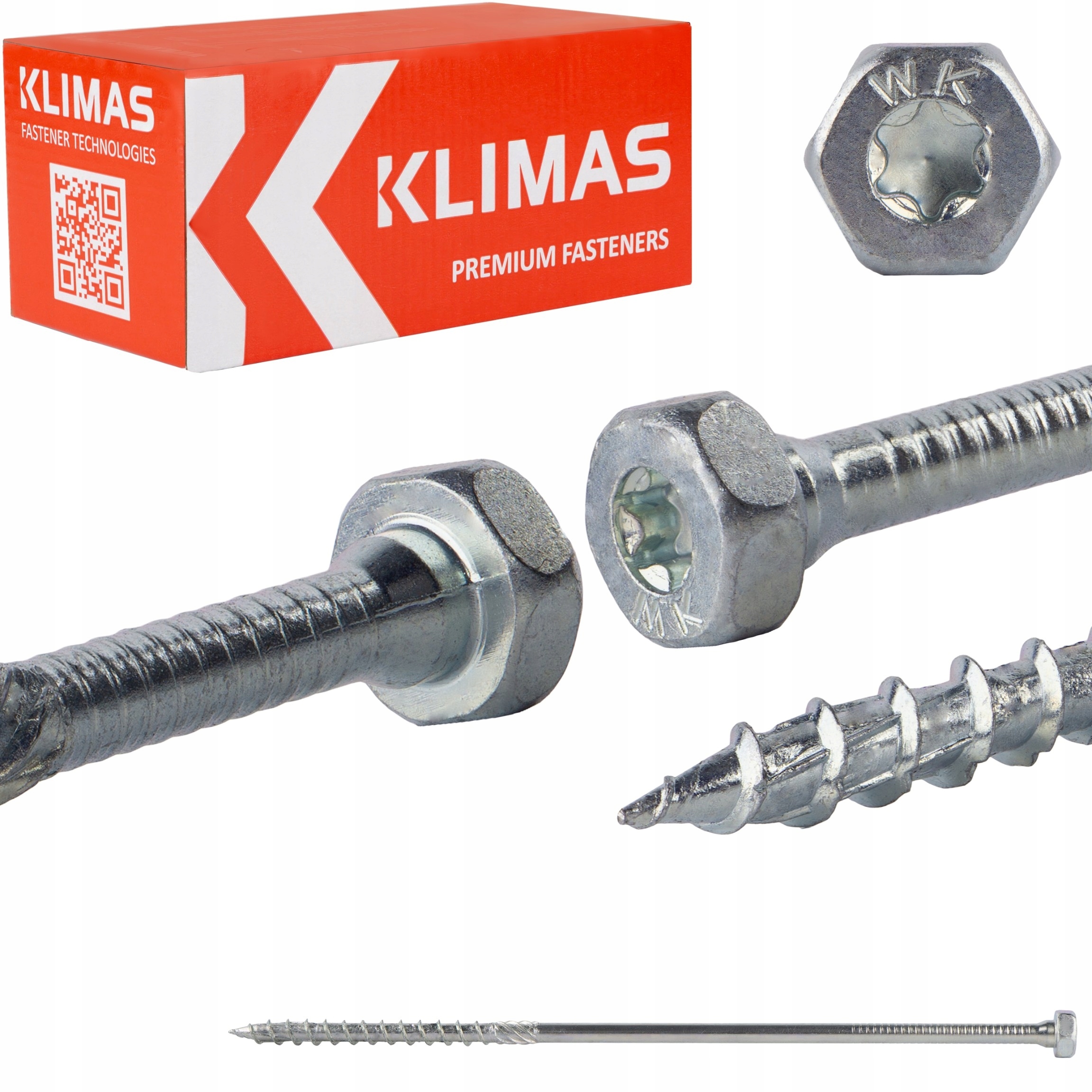 Tesařské vruty pro spojovací prvky 8x240 mm 50 ks Torx na klíč Klimas Wkch