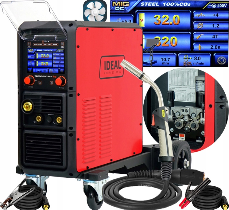 Spawarka Inwertorowa Półautomat Migomat Ideal Tecno Mig 321 Synergic LCD