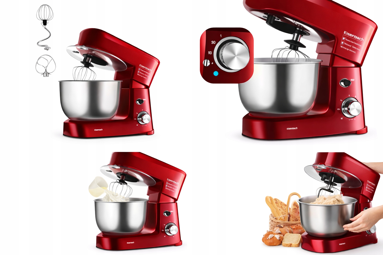 Kuchyňský robot Eisenbach Professional 1200 W červený 3,5 l