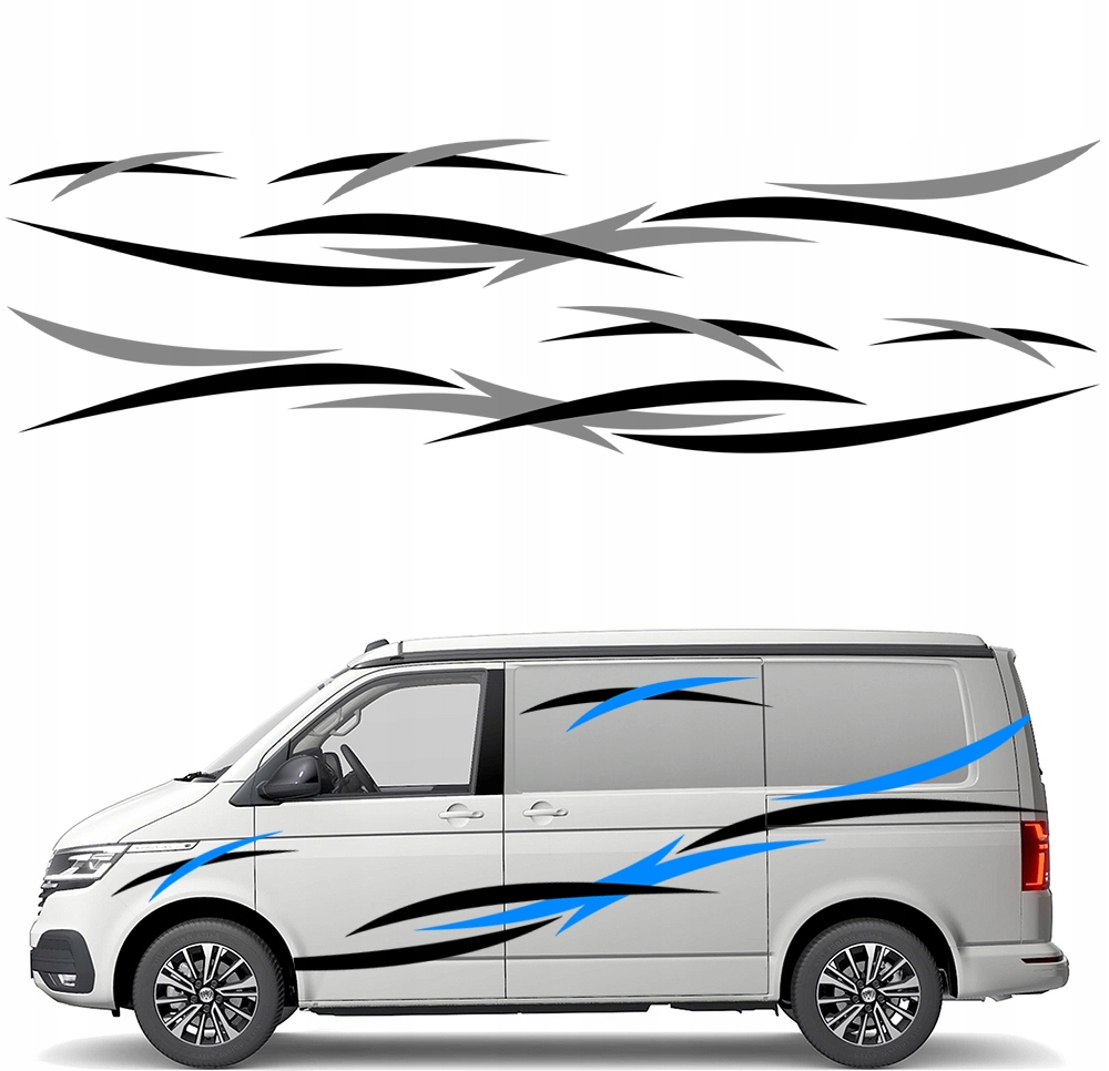 2x Nálepka Grafika na boku karavanu prívesu Motív Línie Abstrakcia 42x310