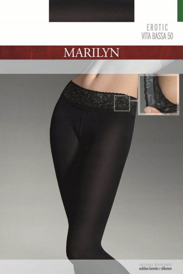 Rajstopy o Obniżonej Talli Biodrówki Erotic Vita Bassa 50 DEN Czarne 4-L Grubość 50 den