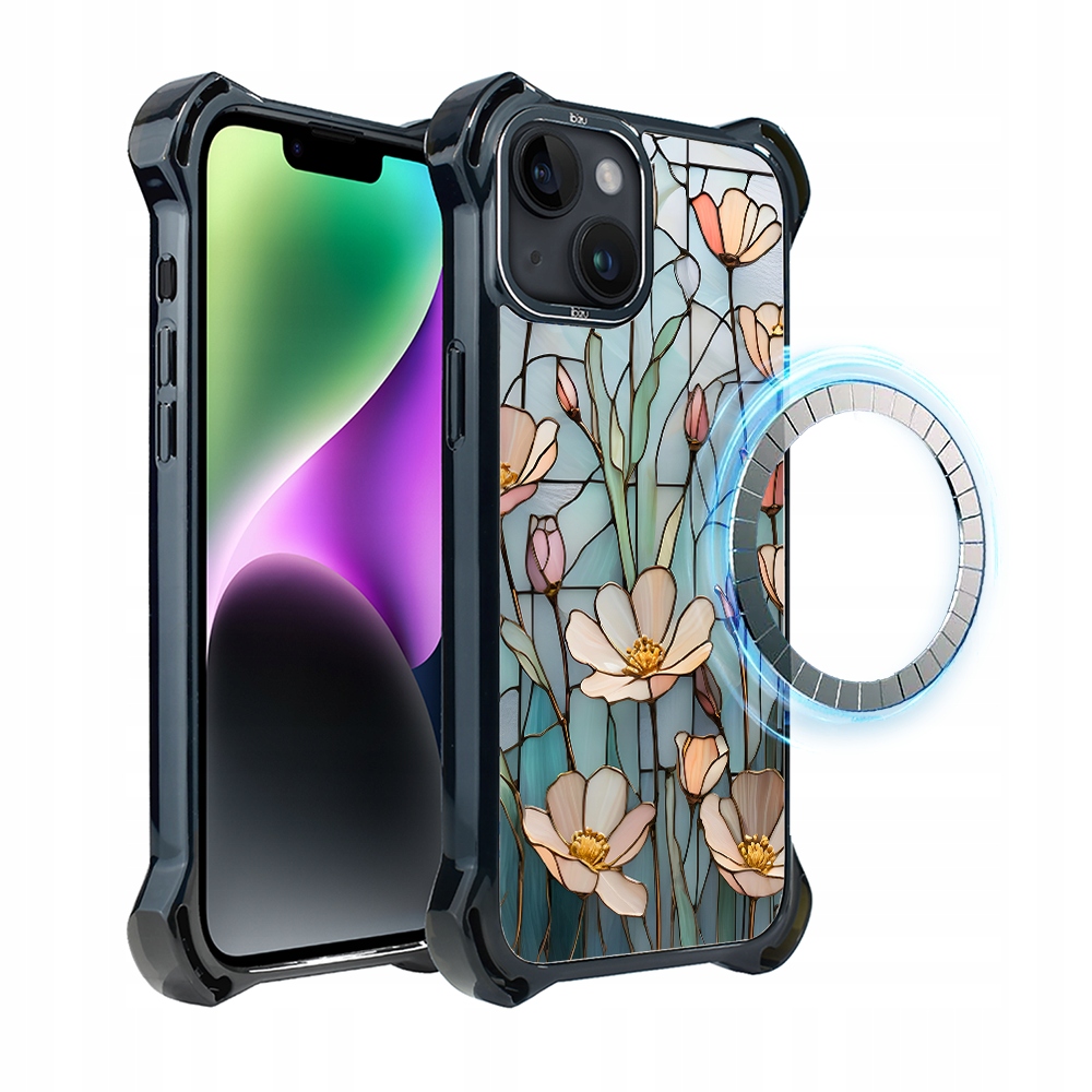 Pouzdro pro iPhone 14 Plus Ibizu DropGuard Ultra s MagSafe, Šepot květin