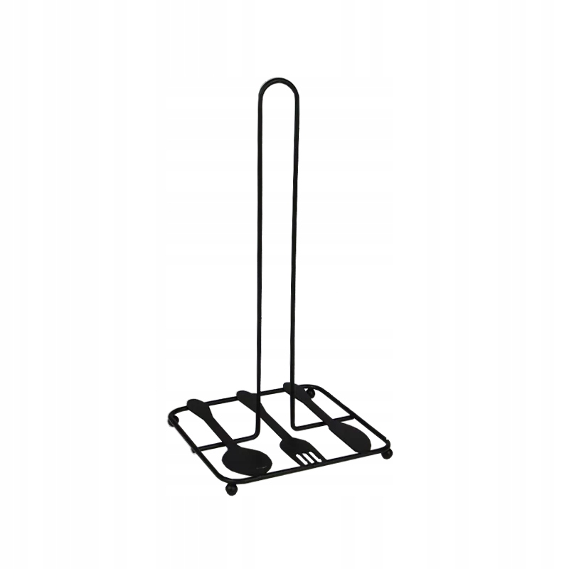 Stojak na ręcznik papierowy stalowy sztućce czarny 31 cm