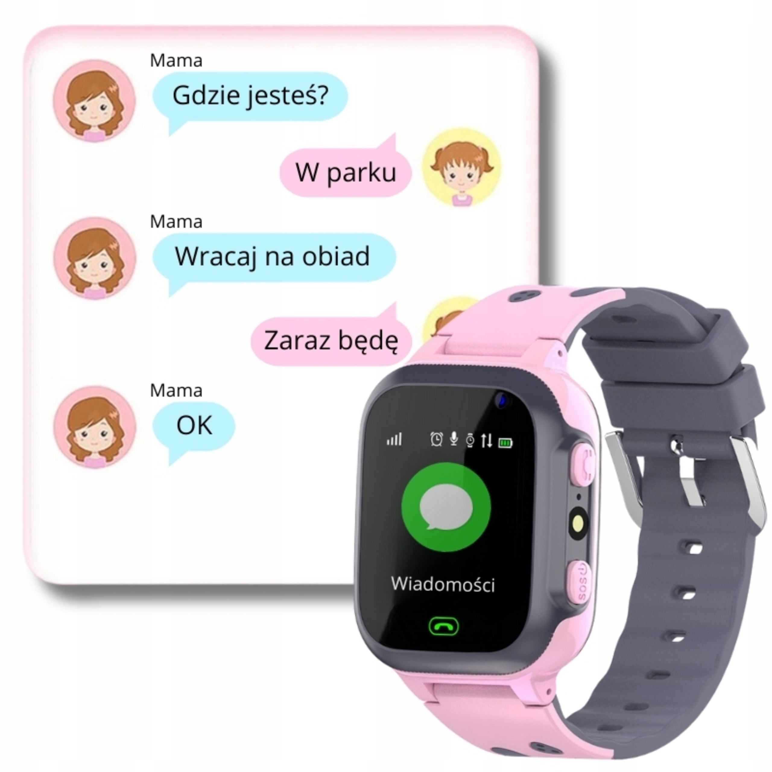 SMARTWATCH DLA DZIECI ZEGAREK SMARTBAND LOKALIZATOR GPS APARAT KARTA SIM Model SMARTWATCH DLA DZIECI