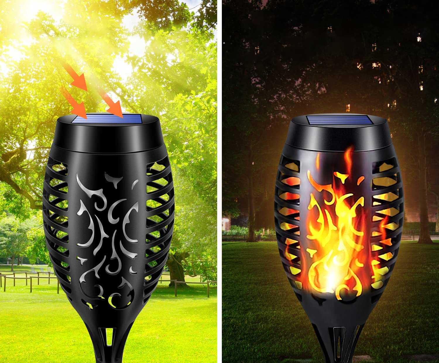 LAMPA SOLARNA LED POCHODNIA EFEKT PŁOMIEŃ OGIEŃ x2 Kolor dominujący czarny