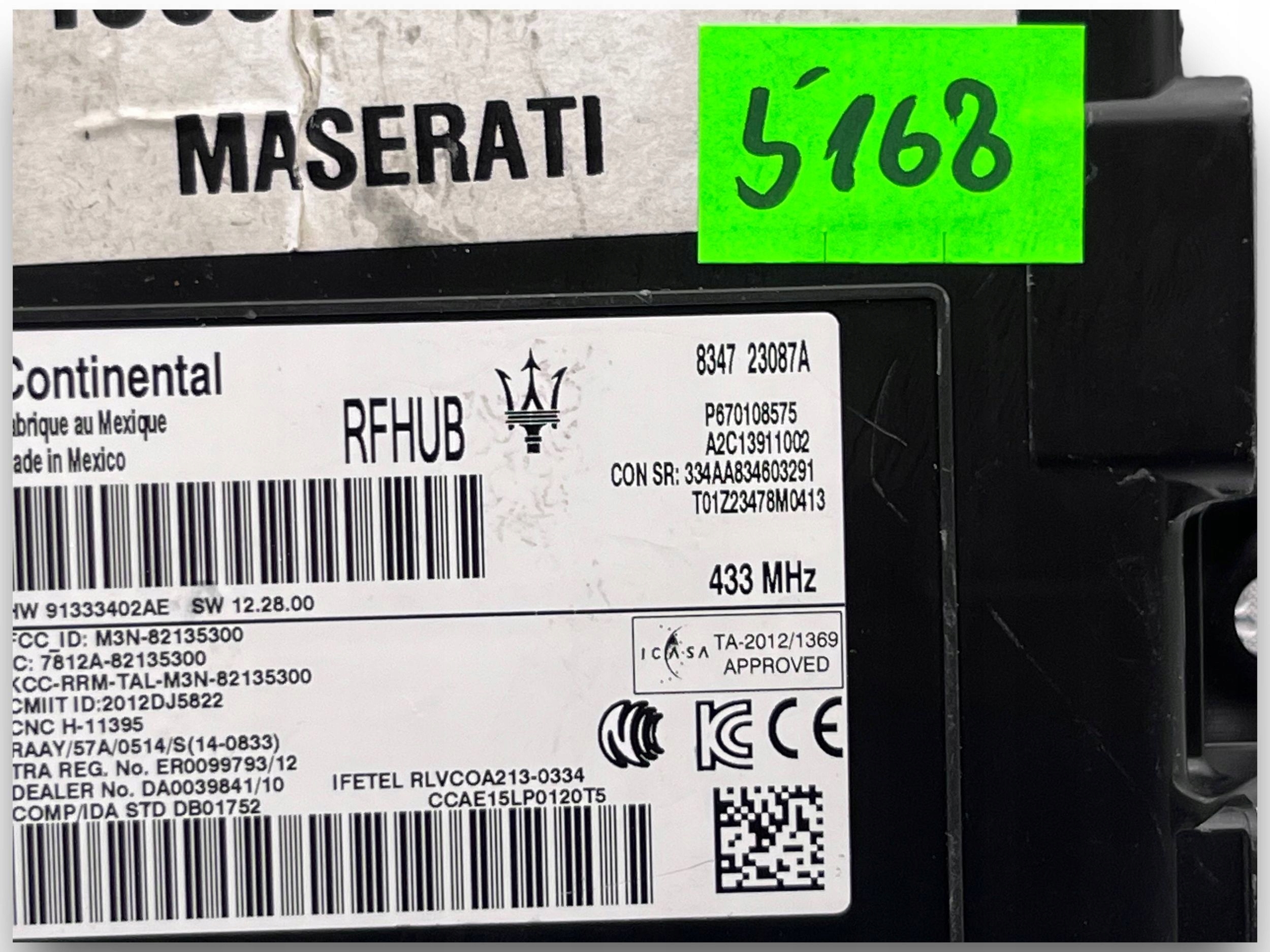 MASERATI control unit KEYLESS RFHUB 670108575 @M