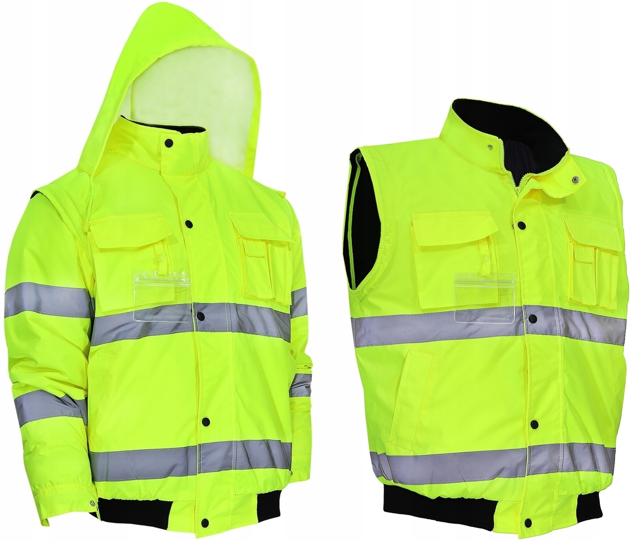 Výstražná nepromokavá zimní zateplená bunda s kapucí Flash žlutá L