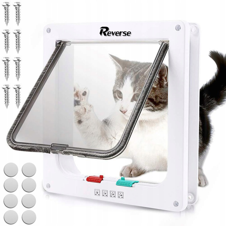 РАСПАШНАЯ ДВЕРЬ ДЛЯ КОШЕК И СОБАК, ДВУХСТОРОННЯЯ ДВЕРЬ С ОТКИДНОЙ КРЫШКОЙ, 4 СПОСОБА, 4 ПУТИ, XL