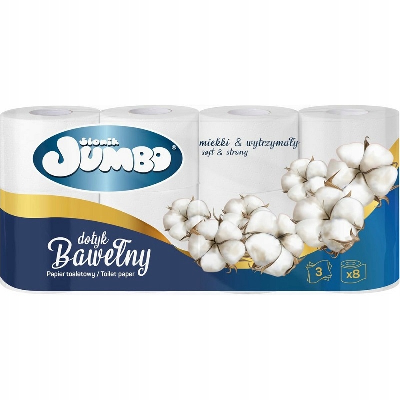 

Słonik Jumbo Bawełna Papier Toaletowy 3wars 8 rol.