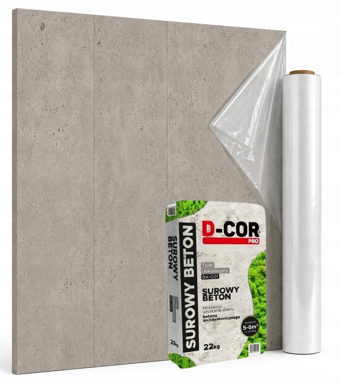 Šalunkový Architektonický Beton LuxBud Sada omítek 22 kg s fólií 5-6 m2