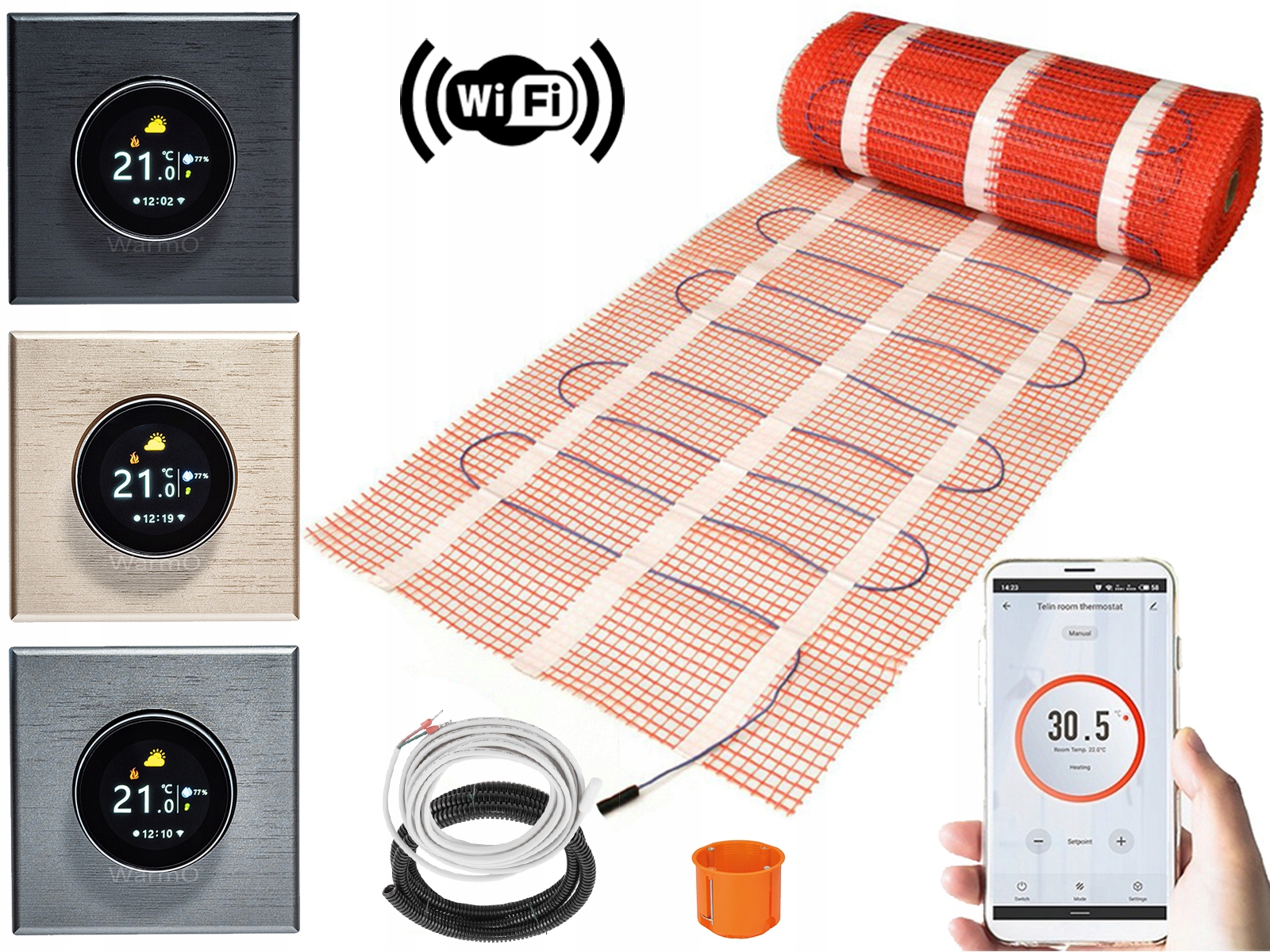 Sada Thermotec Ohrievacia Podložka pod dlaždice 6 m2 170 W/m2 Warmo B70 Wifi