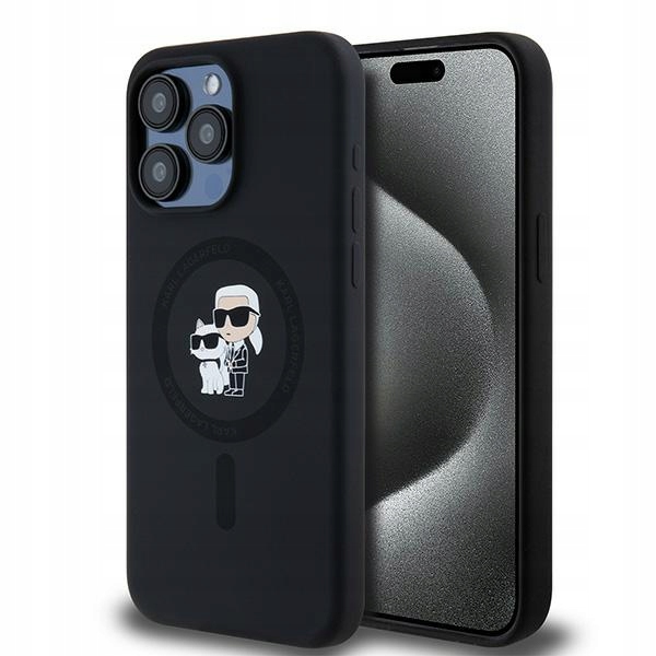 Etui Karl Lagerfeld do iPhone 15 Pro Max 6.7" czarny Karl & Choupette Ring
