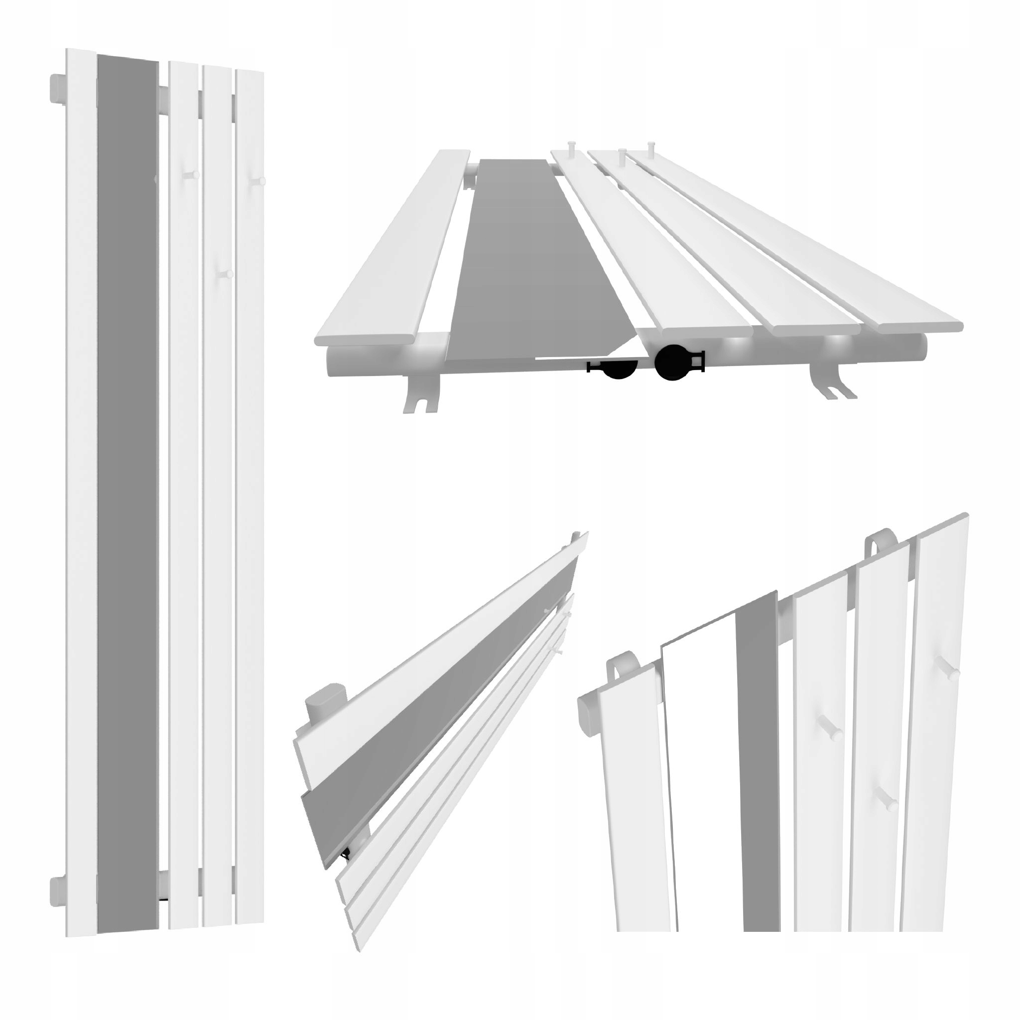 Dekorativní radiátor s věšáky zrcadlo Bello Hook Mirror 180x52 Bílý Mat