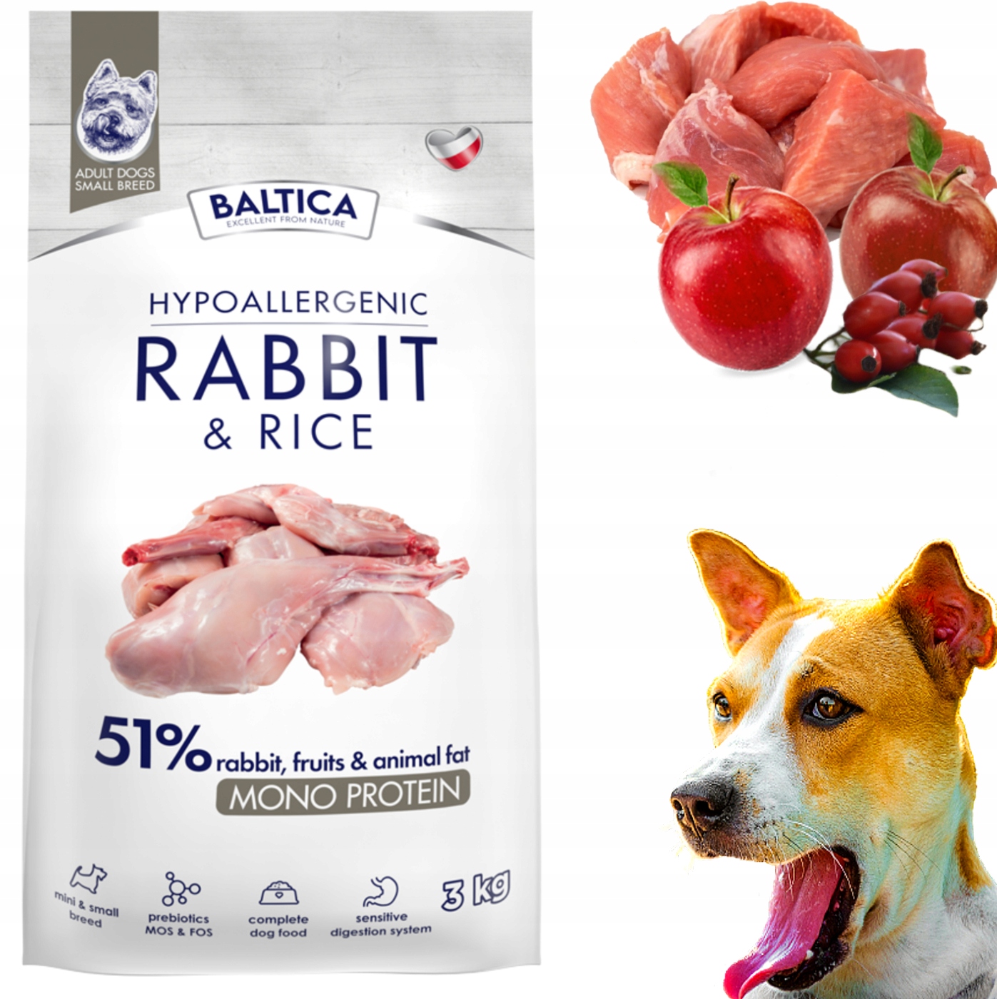 Baltica Adult Karma hipoalergiczna z królikiem i ryżem dla psów Xs/s 3kg