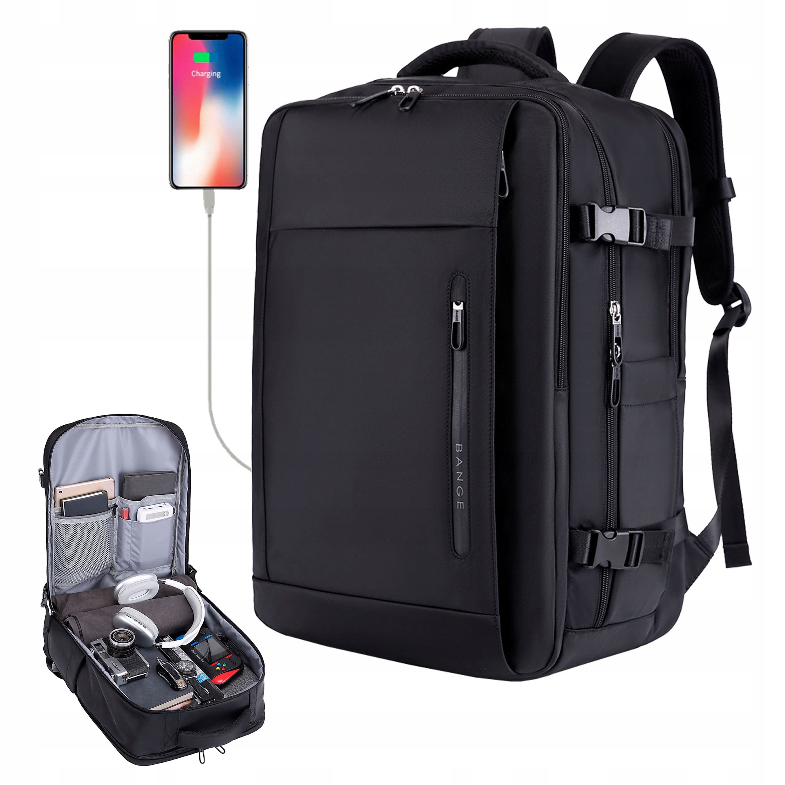 Plecak podróżny kabinowy duży bagaż podręczny do samolotu z Usb Premium 28L