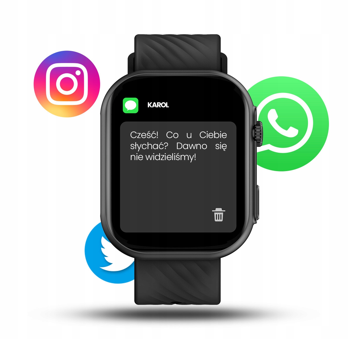 Smartwatch Zegarek Damski i Męski czarny Manta REVO Rozmowy Menu PL tętno Model inny
