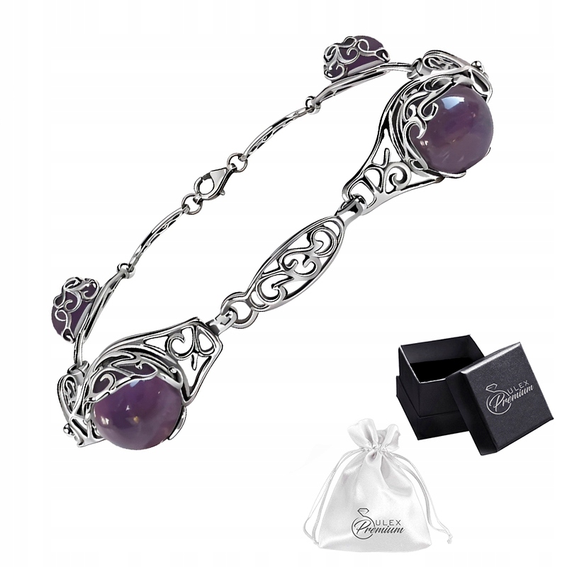 Stříbrný dámský náramek ryzost 925 s přírodním kamenem ametystem