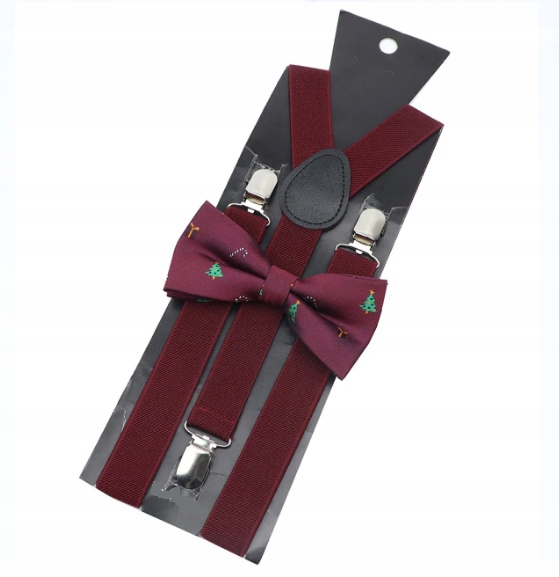 

Szelki i Mucha męska bordowa Boże Narodzenie